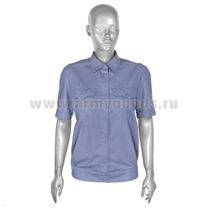 Рубашка форм. офиц. женская (кор.рук.) серо-голубая МВД р-ры с 32 по 42