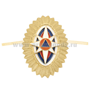 Кокарда мет. МЧС нов/обр (с розой ветров) малая зол.