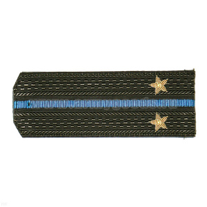 Погоны ВВС-ВДВ-ВКС оливк. с 1 голуб. просв., вышит. канителью (лейтенант)