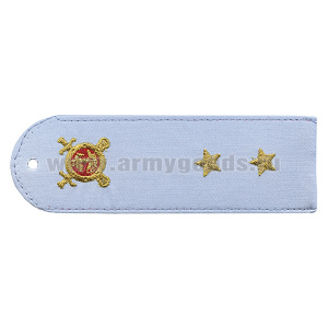 Погоны «машинная вышивка» из рубаш. ткани Полиция без канта бледно-голуб. с вышит. эмблемой (прапорщик) пластик