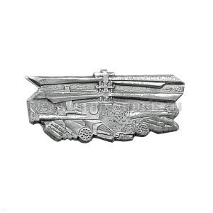 Значок мет. Вертолет КА-50 серебряный бол. (лат. на закрутке)