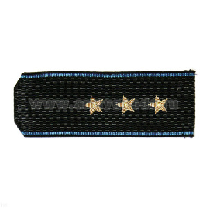 Погоны Авиации ВМФ черн. с голуб. кантом, вышит. канителью (ст. прапорщик)