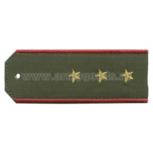 Погоны «машинная вышивка» оливк. (ткань rip-stop) c вышит. красн. кантом с вышитыми звездами (старший прапорщик) на костюм офисный