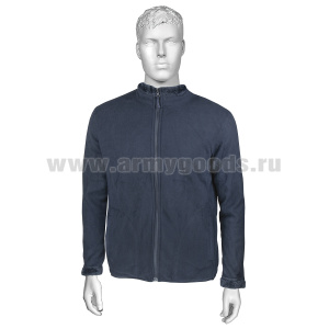 Кофта флисовая с иск. мехом без капюшона синяя