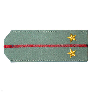 Погоны «машинная вышивка» из рубаш. ткани оливк. с 1 вышит. крап. просв. с вышит. звездами (лейтенант)