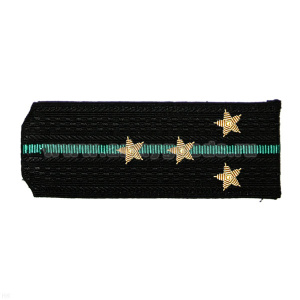 Погоны черн. с 1 зел. просв., вышит. канителью (капитан)