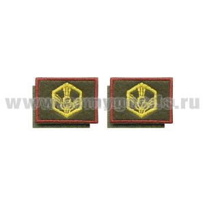 Нашивки вышит. Войска РХБЗ (нов/обр) оливк. фон, красный кант петличные эмблемы на липучке 