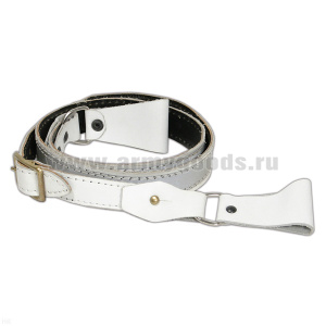 Ремень плечевой кожаный белый со светополосой