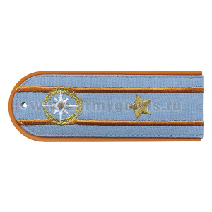 Погоны «машинная вышивка» из рубаш. ткани МЧС голубые с вышит. эмблемой (майор) пластик