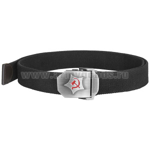 Ремень брючный тесьма (ширина 35 мм) с мет. пряжкой (серп и молот) Communist (черный)