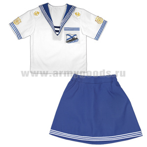 Костюм морской детский для девочки (фланка кор. рукав + юбка)