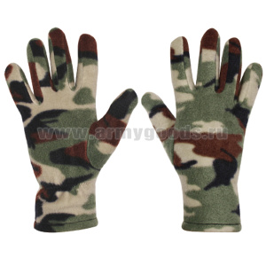 Перчатки флисовые камуфлированные зеленые