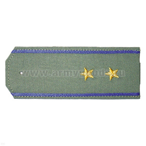 Погоны «машинная вышивка» из рубаш. ткани оливк. с вышит. вас. кантом с вышит. звездами (прапорщик)