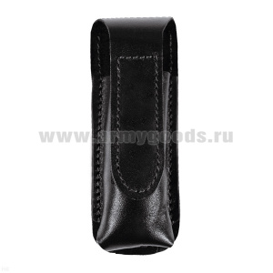 Чехол под обойму ПМ кожаный черный/темно-коричн. с липучкой (водоотталкивающее покрытие)