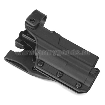 Кобура тактическая под пистолет Глок с отделением под фонарик (ударопрочный полиамид) черная