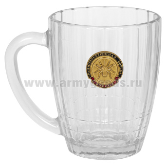 Кружка пивная стеклянная с мет. накладкой РЭБ (0,5 л)