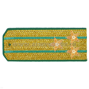 Погоны парадные золотые (металлиз.) с 2 зел. просв., вышит. канителью (полковник)