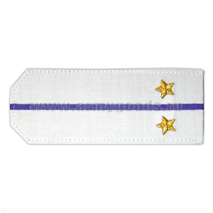 Погоны «машинная вышивка» из рубаш. ткани белые с 1 вышит. вас. просв. с вышит. звездами (лейтенант)