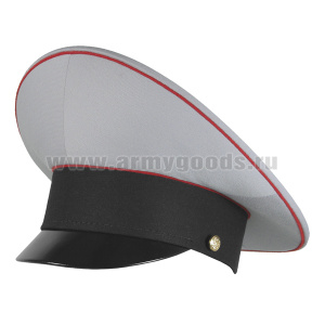 Фуражка с высокой тульей Полиция (парад.) офиц. серая с красным кантом и темно-синим околышем