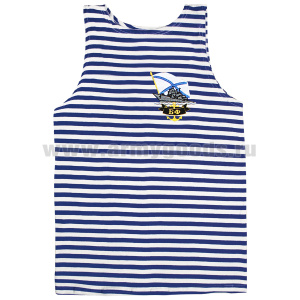 Майка-тельняшка кулирка синяя вышитая БФ (корабль)