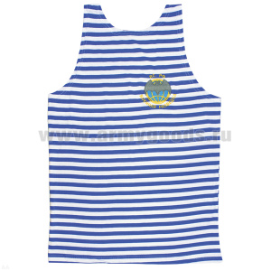 Майка-тельняшка кулирка голубая вышитая Военная разведка