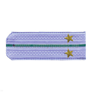 Погоны ПС ФСБ голуб. с 1 зел. просв. на рубашку, вышит. канителью (лейтенант)