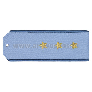 Погоны «машинная вышивка» из рубаш. ткани ФСБ голуб. с вышит. вас. кантом с вышит. звездами (ст. прапорщик)