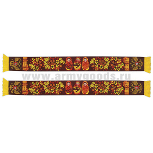 Шарф сувенирный (шелк полиэфирный) National Team Russia (матрешки)