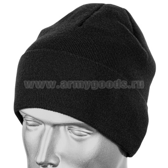 Шапка вязаная п/ш с флисовой подкладкой черная ("шестиклинка")