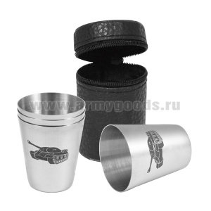 Стопки мет. (4х20 мл) с лазерной гравировкой Танковые войска (в чехле)