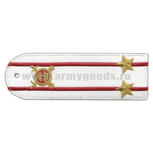 Погоны «машинная вышивка» из рубаш. ткани Полиция без канта белые с вышит. эмблемой (подполковник) плас