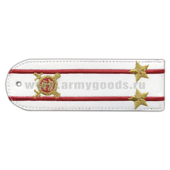 Погоны «машинная вышивка» из рубаш. ткани Полиция без канта белые с вышит. эмблемой (подполковник) плас