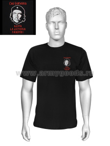 Футболка с вышивкой на груди Che Guevara (прямая) черная/синяя по наличию