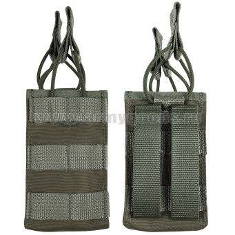 Подсумок открытого типа вертикальный для 2 маг АК (оливковый) (с системой крепления "MOLLE") 