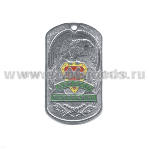 Жетон (нерж. ст., эмал.) Дембель неизбежен (орел) надп. на зел. фоне