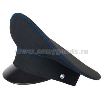 Фуражка с высокой тульей черная с васильк. кантом №2