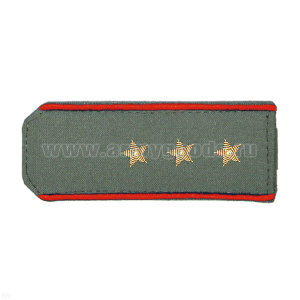 Погоны из рубаш. ткани оливк. с вышит. красн. кантом, вышит. канителью (ст. прапорщик)