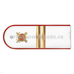 Погоны «машинная вышивка» из рубаш. ткани Полиция белые с вышит. эмблемой (младший сержант) пластик