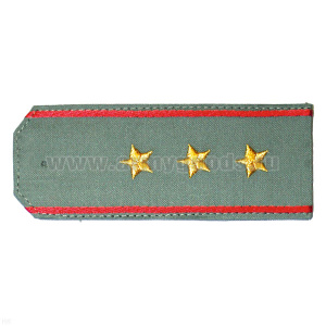 Погоны «машинная вышивка» из рубаш. ткани оливк. с вышит. красн. кантом с вышит. звездами (ст. прапорщик)