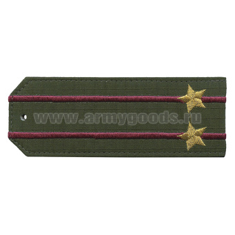 Погоны «машинная вышивка» оливк. (Rip-Stop) c 2 вышит. крап. пр. с выш. зв. (подполковник) на кост. оф