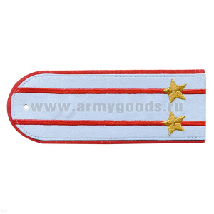 Погоны «машинная вышивка» из рубаш. ткани Полиция бледно-голубые с 2 вышит. красн. просв. с вышит. звездами (подполковник)