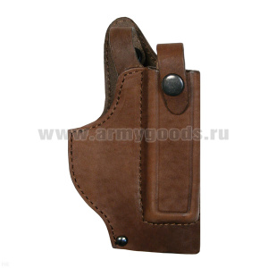 Кобура под ПМ полуоткрытая с запасной формованной обоймой ПК-4 коричневая