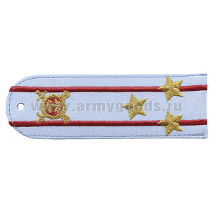 Погоны «машинная вышивка» из рубаш. ткани Полиция без канта бледно-голуб. с вышит. эмблемой (полковник) пластик