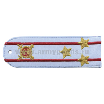 Погоны «машинная вышивка» из рубаш. ткани Полиция без канта бледно-голуб. с вышит. эмблемой (полковник) пластик