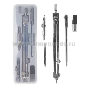Набор для черчения (готовальня) средн. (5 предметов) в пластиковом футляре (цельнометаллич.)