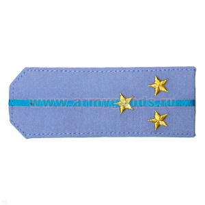 Погоны «машинная вышивка» из рубаш. ткани серо-голуб. с 1 вышит. голуб. просв. с вышит. звездами (ст. лейтенант)