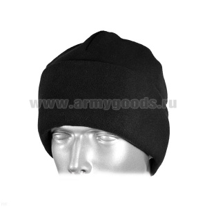 Шапка флисовая двухслойная с отворотом черная