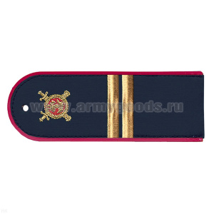 Погоны «машинная вышивка» из рубаш. ткани Полиция темно-синие с вышит. эмблемой (мл. серж.) пластик