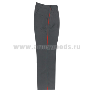 Брюки лет. форм. серые с красным кантом (рубашечная ткань) габардин