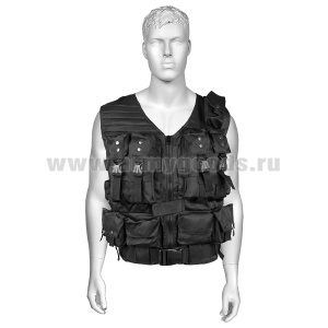 Жилет разгрузочный тактический Армейский черный (ткань "гретта")